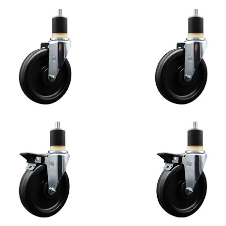 Service Caster 6'' Phenolic Wheel Swivel 1-7/8'' Expand Stem Caster Set 2 Brakes, 4PK SCC-EX20S615-PHS-2-PLB-2-178
